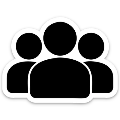 group of people, solid filled icon style, bold and minimal, no color sticker