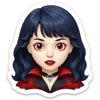 Make a vampire with bangs, big hair and wavy hair sticker