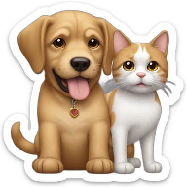 Chien qui fait un câlin à un chat  sticker