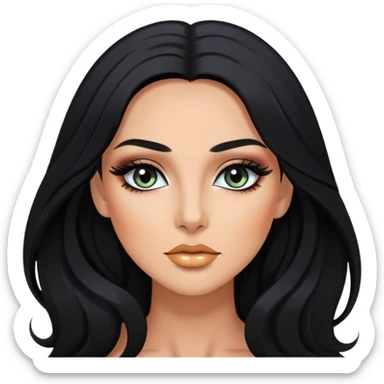  long hair, pretty eyes, pretty makeup, pretty bratz baddie sticker