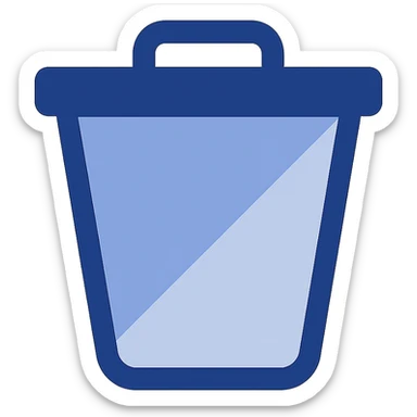 empty recycle bin icon, very simple flat color clip art style, use three blue shades from palette, minimal, no text sticker
