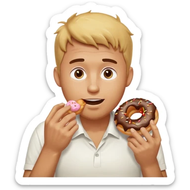 A man messily eating a filled donut, the donut is filled with Boston cream and it’s making a mess everywhere sticker