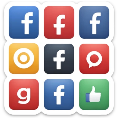 Socail media sauare emoji style icons 
Creat the quadrant with the logos of F.B, X, Trustpilot, Instagram, Youtube, Linkedineach icon is ther only ones, asme size, only icons of the social media that I mentioned only 6 icons sticker