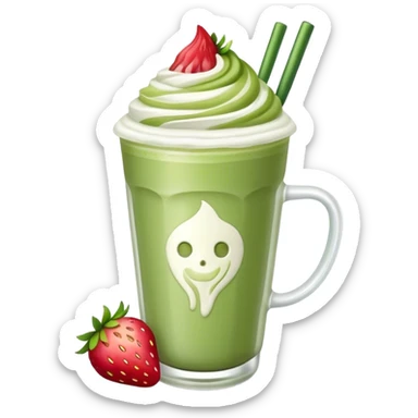 Matcha latte iced strawberry sticker