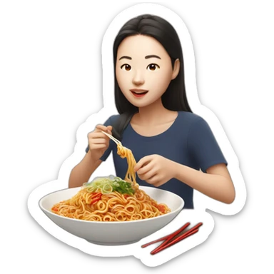 Aya nakamura eating spicy buldak noodles  sticker