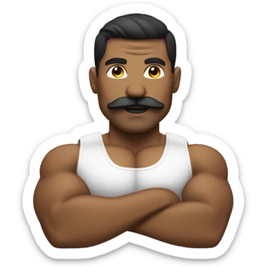 white bodybuilder with the mustache sticker