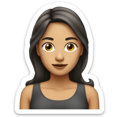 Mujer de tez clara con cabello oscuro suelto y largo y ojos claros s sticker