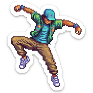 breakdancer mid-move sticker