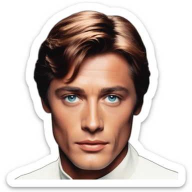 Alain Delon young priest blue eyes short red hair sticker