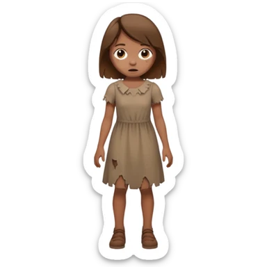Chica grande  asustada de cuerpo completo con pelo castaño  sticker