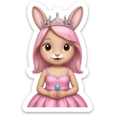 Bunny + tiara + pink dress + happy sticker