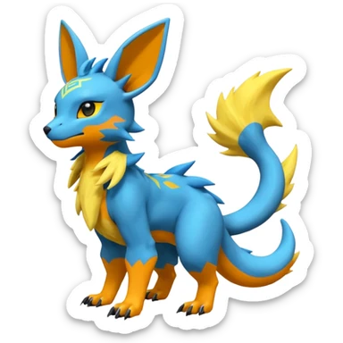 Eevee-Salandit-Electrike-Zeraora-Fakémon-hybrid-creature (full body)  sticker