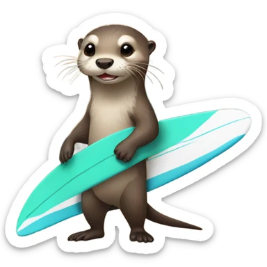 cute otter deguised as a surfer sticker