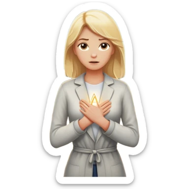 back of a blonde woman in front of a 2 crossroads paths ..places a hand on their chest, the light path, symbolizing their decision to respond instead of react with peace. light trail  sticker