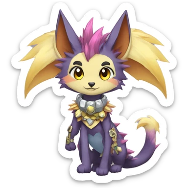 Anthro Sona Fakemon with a spiked collar Full Body sticker