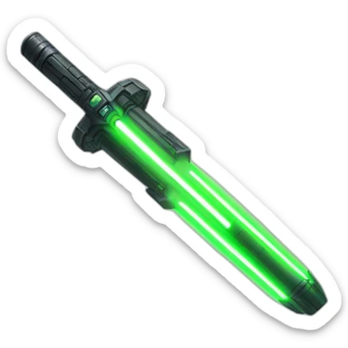 A lightsaber with a green beam sticker