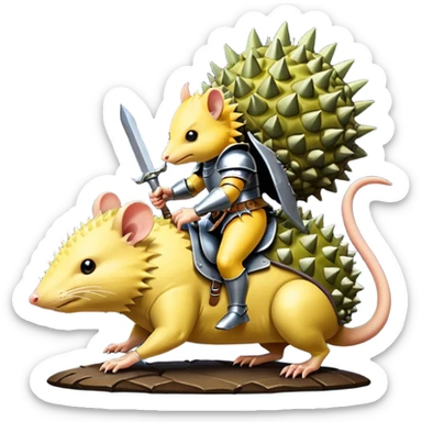 DURIAN KNIGHT RIDE ON THE RAT IN THE  MOON sticker
