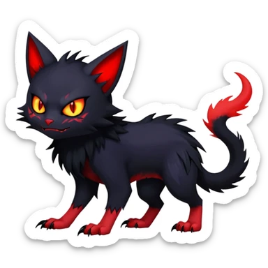 Vampiric feral emo dark Litten-Noibat-Fakémon-hybrid-creature (full body) sticker