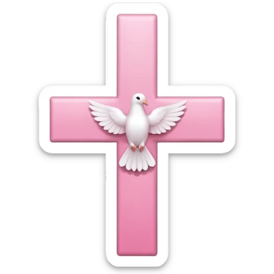 Pink and white simple cross with a dove  sticker