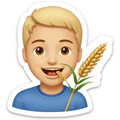 Campechano mordiendo una ramita de trigo en la boca sticker
