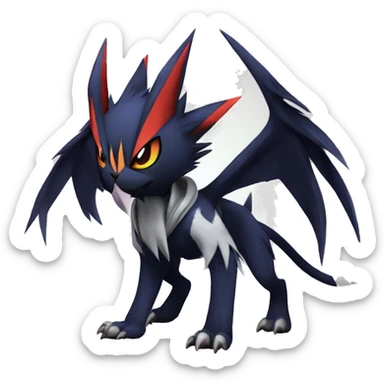 Cool Dark Edgy Absol-Noivern-Quilava-Litten-Pokémon with edgy stripes hoodie spiked collar punk Full Body sticker
