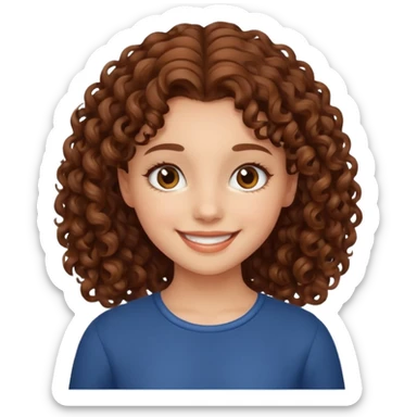 crée moi une jeune fille très belle avec les cheveux bouclés brune sticker