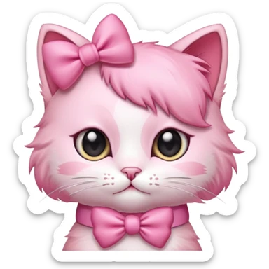 Cute pink kitty with a pink bow sticker