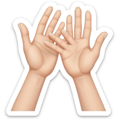 a pair of hands cracking their knuckles, by interlacing fingers, rotating the hands, and extending sticker