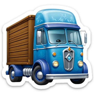 shiny crushed-dark-blue crystal body frozen Scooby Doo 1912 antique long-wheelbase cab over durable trails low rider moving truck  sticker