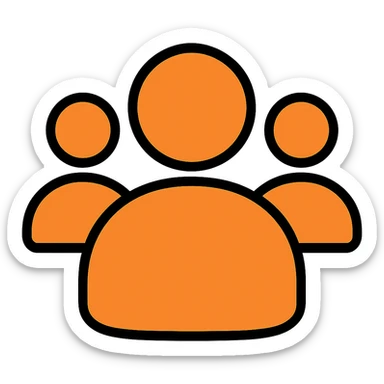 Remove all social details or icons, leave only a simple silhouette representing followers, in orange color #fe6601, with transparent background. sticker