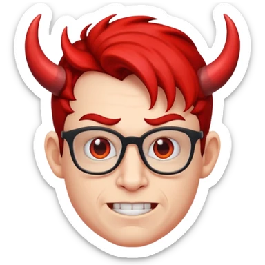 nerd face with devil horns sticker