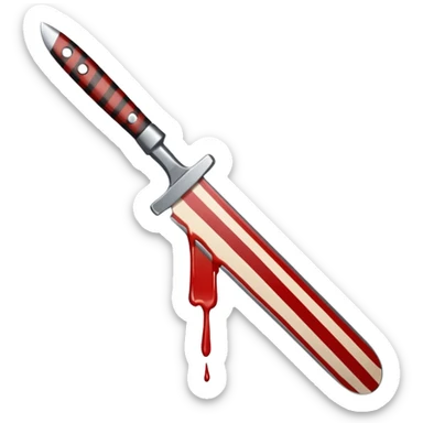 un cuchillo cortando un brazo por encima de la piel en rallas sticker