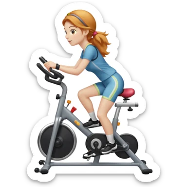 Strawberry blonde girl riding stationary bike sticker