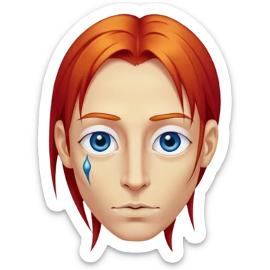 long straight red hair yellow guy dark blue eyes with piercing septum in nose sticker