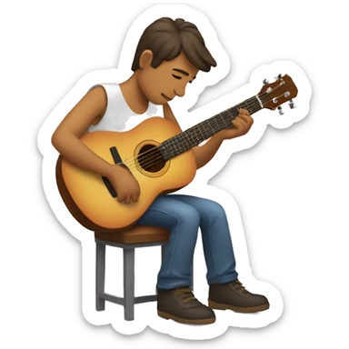 Un muchacho triste con una guitarra en su espalda  sticker