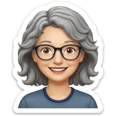 Femme 53 ans lunettes cheveux gris ondulés  sticker
