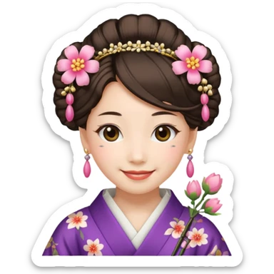 Japanese Princess with floral hairpin sticker
