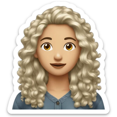 une meuf brunne avec les cheveux bouclé et long sticker