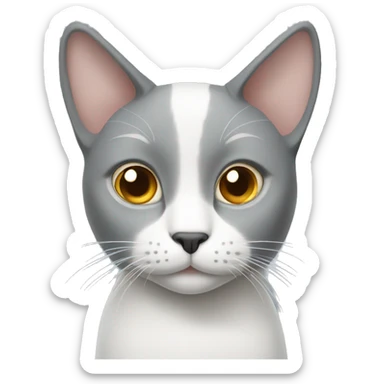 grey white cat with folded ear sticker