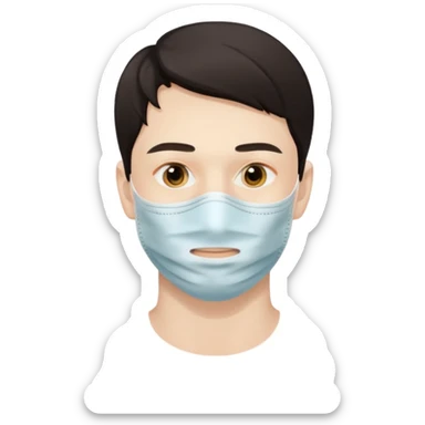  man, thin sheet face mask sticker