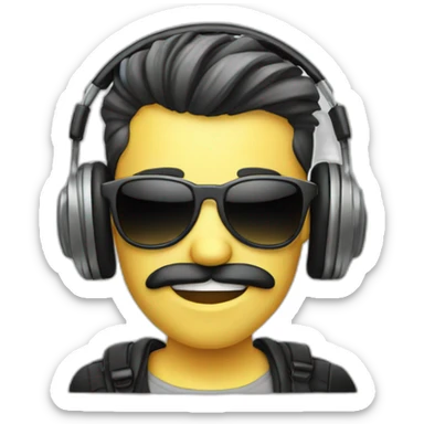skull,sunglasses,headphones,combover-hairstyle, sticker