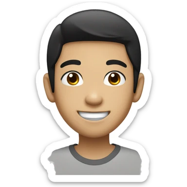 Asian boy with straight Balck hair and black eyes smile sticker