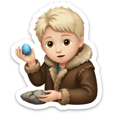 a kid wearing fur clothing, playing stone



















 sticker