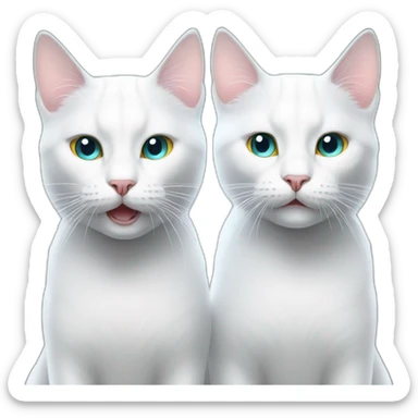 two white cats with laser beams shooting from their eyes sticker
