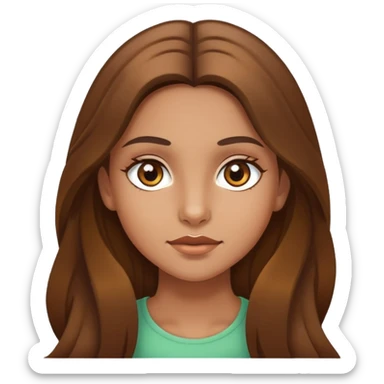fair medium tan skin girl with hazel eyes and brown long hair sticker