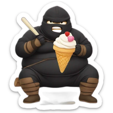 fat ninja eat icecream sticker