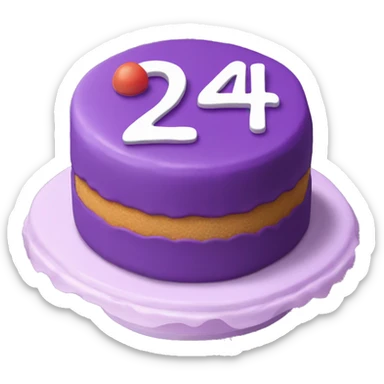 Purple Colored bento cake with frosting written on the cake the number 24 sticker