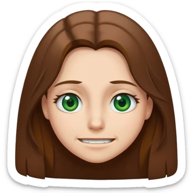 I have long brown hair, green-gray eyes, I hide myself behind a smile, it hurts my soul, I don't have mutual love, sometimes I can be rude sticker
