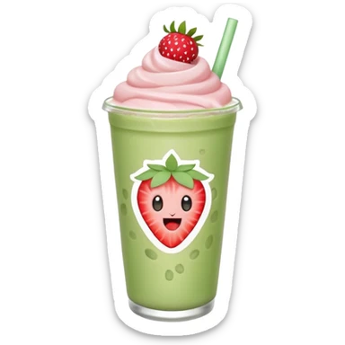 iced matcha latte strawberry  sticker