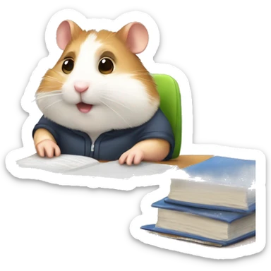 University hamster student, Study hard, lots of assignment deadline, tired, study at Night, using computer  sticker